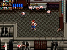 In game image of Ghoul Patrol on the Nintendo SNES.