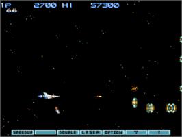 In game image of Gradius III on the Nintendo SNES.