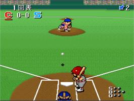 In game image of Hakunetsu Pro Yakyuu '93 - Ganba League on the Nintendo SNES.