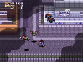 In game image of Keny Densetsu Yaiba on the Nintendo SNES.