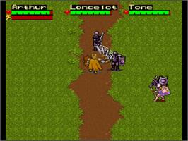 In game image of King Arthur And The Knights Of Justice on the Nintendo SNES.