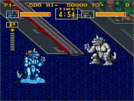 In game image of King of the Monsters on the Nintendo SNES.