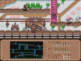 In game image of Lode Runner Twin: Justy to Liberty no Daibouken on the Nintendo SNES.