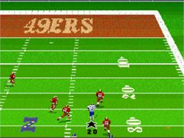 In game image of Madden Nfl 96 on the Nintendo SNES.