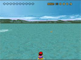 In game image of Mario's Time Machine on the Nintendo SNES.
