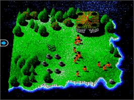 In game image of Megalomania on the Nintendo SNES.