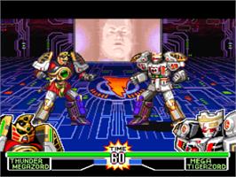In game image of Mighty Morphin Power Rangers - The Fighting Edition on the Nintendo SNES.