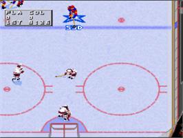 In game image of NHL 97 on the Nintendo SNES.