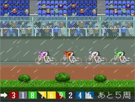 In game image of Nakano Kouichi Kanshuu Keirin Ou on the Nintendo SNES.