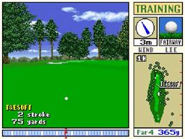 In game image of New 3d Golf Simulation - Harukanaru Augusta on the Nintendo SNES.