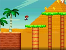 In game image of New Super Mario Land on the Nintendo SNES.