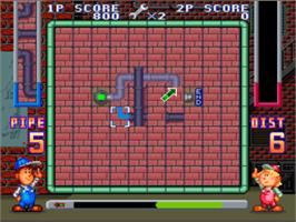 In game image of Pipe Dream on the Nintendo SNES.