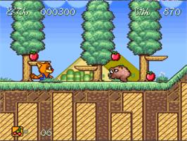 In game image of Pokonyan! - Henpokorin Adventure on the Nintendo SNES.