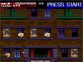 In game image of Revolution X on the Nintendo SNES.