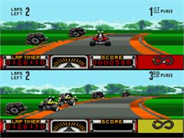 In game image of Road Riot 4wd on the Nintendo SNES.