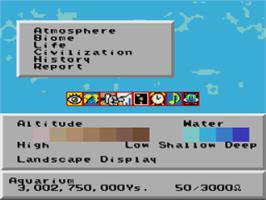 In game image of Sim Earth - The Living Planet on the Nintendo SNES.