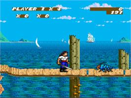 In game image of Sküljagger: Revolt of the Westicans on the Nintendo SNES.