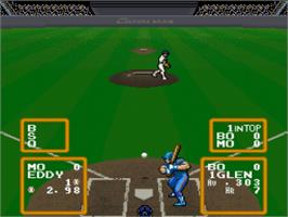 In game image of Super Baseball Simulator 1.000 on the Nintendo SNES.