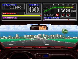 In game image of Super Chase H.Q. on the Nintendo SNES.