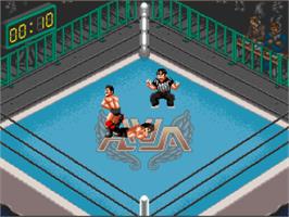 In game image of Super Fire Pro Wrestling Special on the Nintendo SNES.