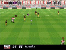 In game image of Super Formation Soccer 96 - World Club Edition on the Nintendo SNES.