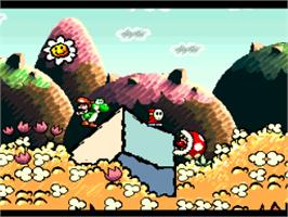In game image of Super Mario World 2: Yoshi's Island on the Nintendo SNES.