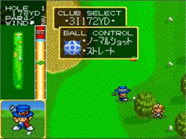 In game image of Super Naxat Open - Golf De Shoubu Da Dorabocchan on the Nintendo SNES.