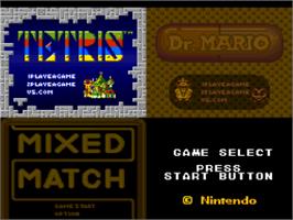 In game image of Tetris & Dr. Mario on the Nintendo SNES.