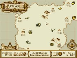 In game image of The Atlas: Renaissance Voyager on the Nintendo SNES.