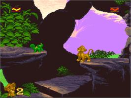 In game image of The Lion King on the Nintendo SNES.