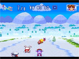 In game image of Wakuwaku Ski Wonder Spur on the Nintendo SNES.