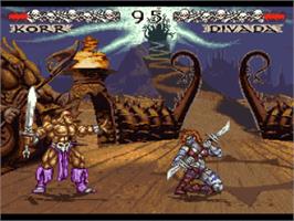 In game image of Weaponlord on the Nintendo SNES.