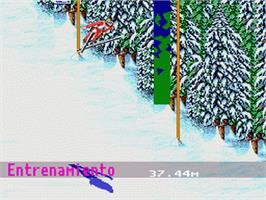 In game image of Winter Olympics: Lillehammer '94 on the Nintendo SNES.