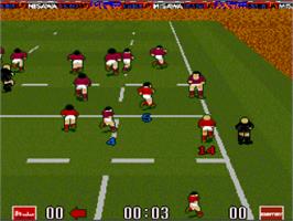 In game image of World Class Rugby 2 - Kokunai Gekitou Hen '93 on the Nintendo SNES.