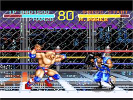 In game image of World Heroes on the Nintendo SNES.