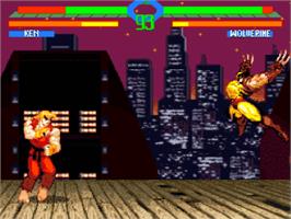 In game image of X-men Vs. Street Fighter on the Nintendo SNES.
