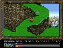 In game image of Ys IV: Mask of the Sun on the Nintendo SNES.