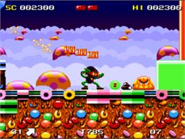In game image of Zool - Ninja of the “Nth” Dimension on the Nintendo SNES.