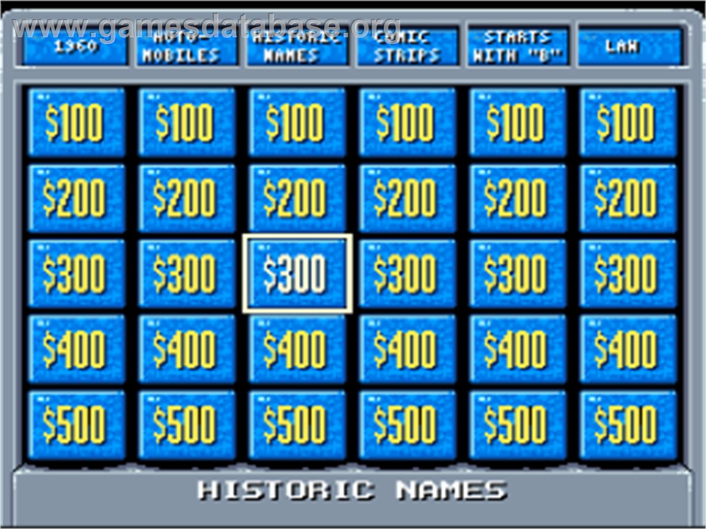 Jeopardy! - Nintendo SNES - Artwork - In Game