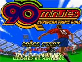 Title screen of 90 Minutes: European Prime Goal on the Nintendo SNES.