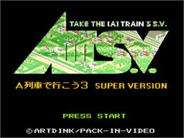 Title screen of A3 S.v. - A Ressha De Ikou 3 - Super Version on the Nintendo SNES.