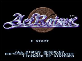Title screen of Actraiser on the Nintendo SNES.