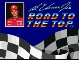 Title screen of Al Unser Jr.'s Road To The Top on the Nintendo SNES.