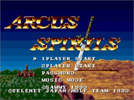 Title screen of Arcus Spirits on the Nintendo SNES.