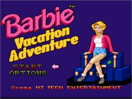 Title screen of Barbie - Vacation Adventure on the Nintendo SNES.