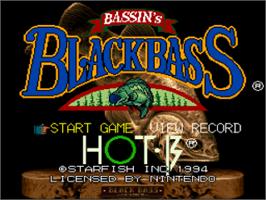 Title screen of Bassin's Black Bass on the Nintendo SNES.
