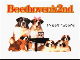 Title screen of Beethoven's 2nd: The Ultimate Canine Caper! on the Nintendo SNES.