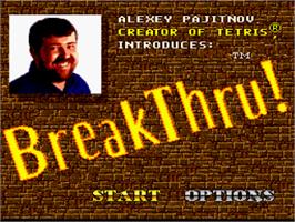 Title screen of BreakThru! on the Nintendo SNES.