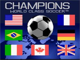 Title screen of Champions World Class Soccer on the Nintendo SNES.