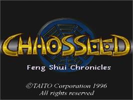Title screen of Chaos Seed: Fuusui Kairoki on the Nintendo SNES.